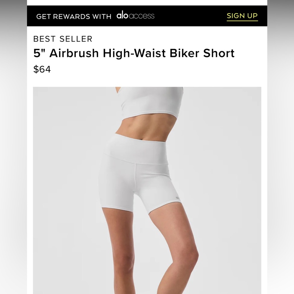 Alo Yoga White Biker Short XS